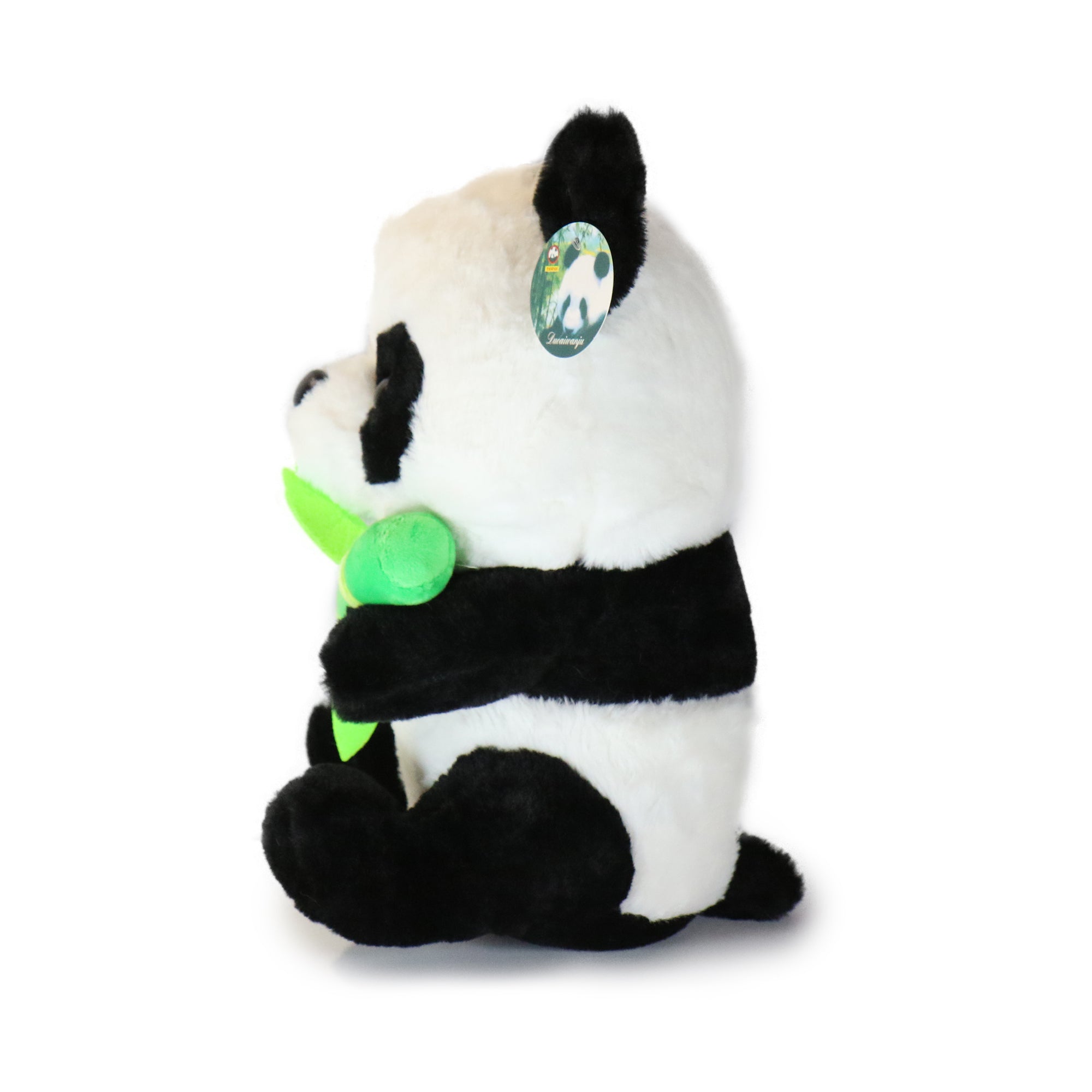 10-Inch Black and White Boo Panda with Bamboo Stick