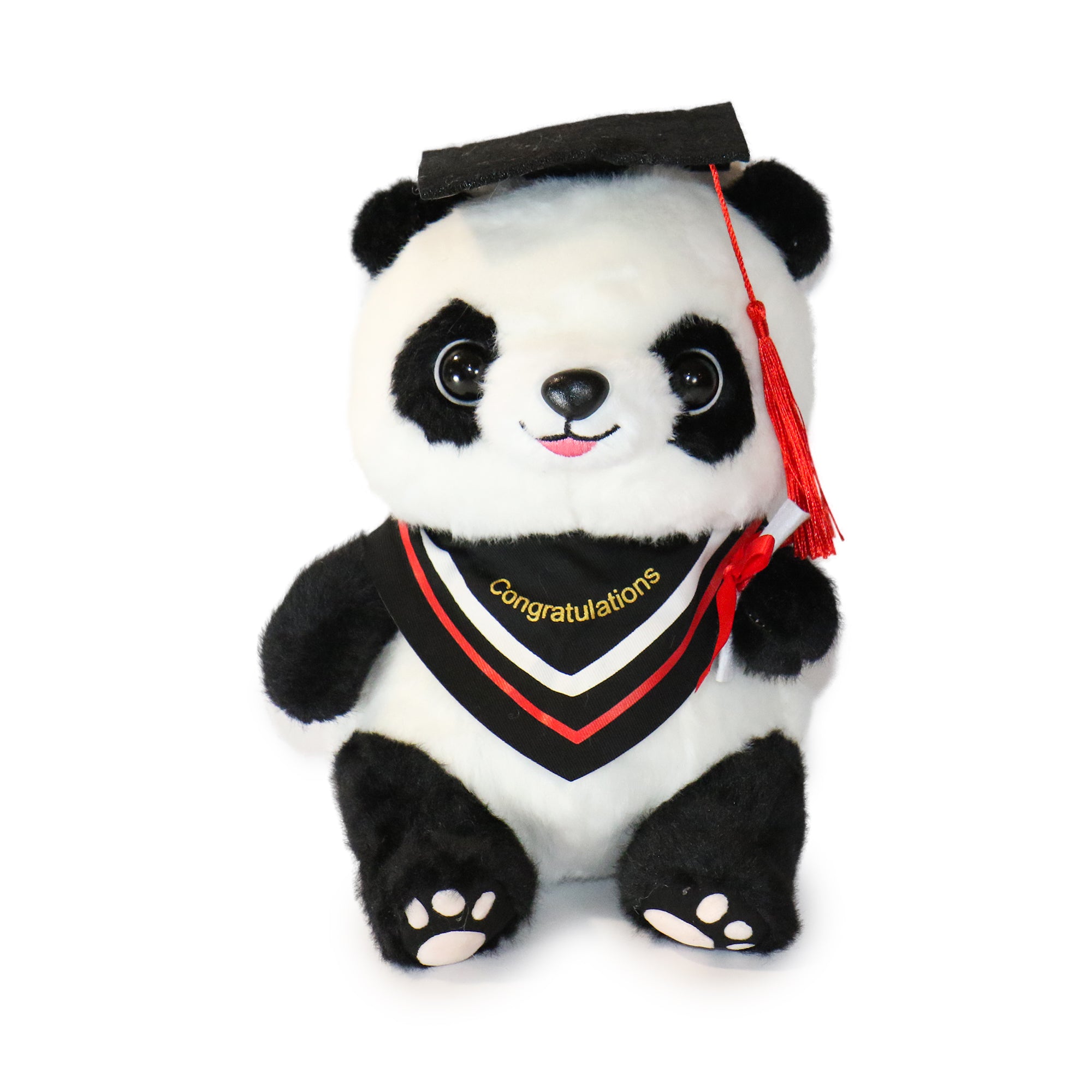 10-Inch Black and White Ollie Panda with Congratulations sash