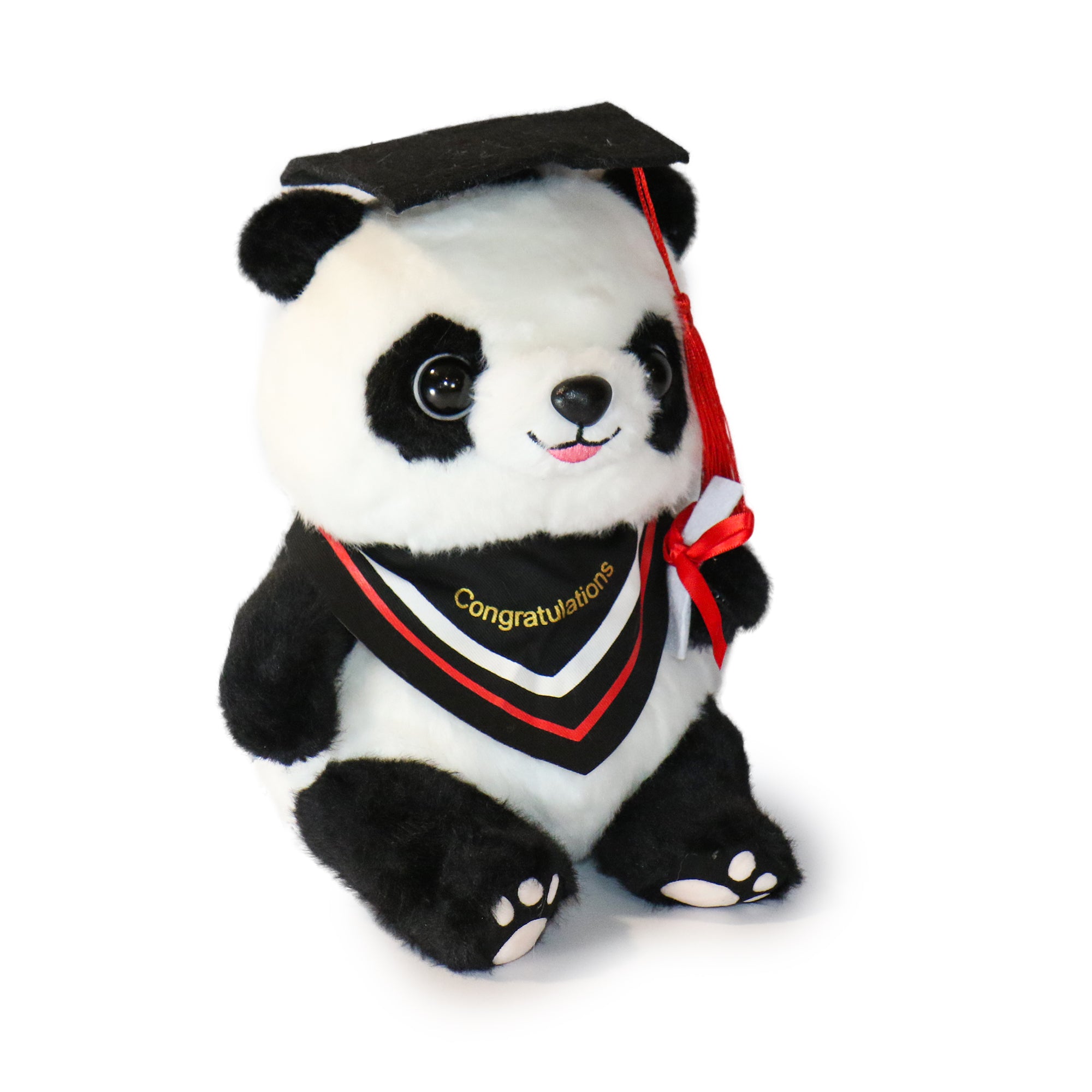 10-Inch Black and White Ollie Panda with Congratulations sash