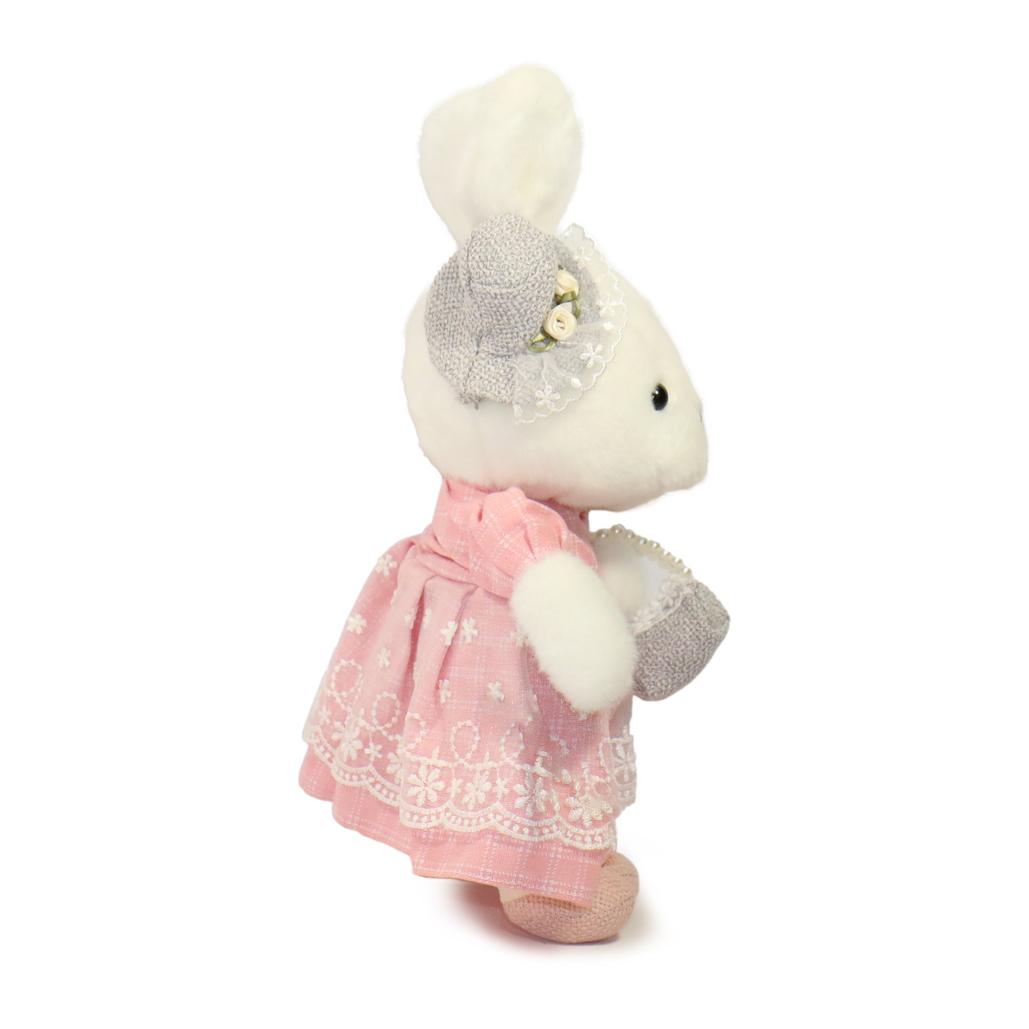 Image of 11-inch White Maisie Rabbit with Pink Dress