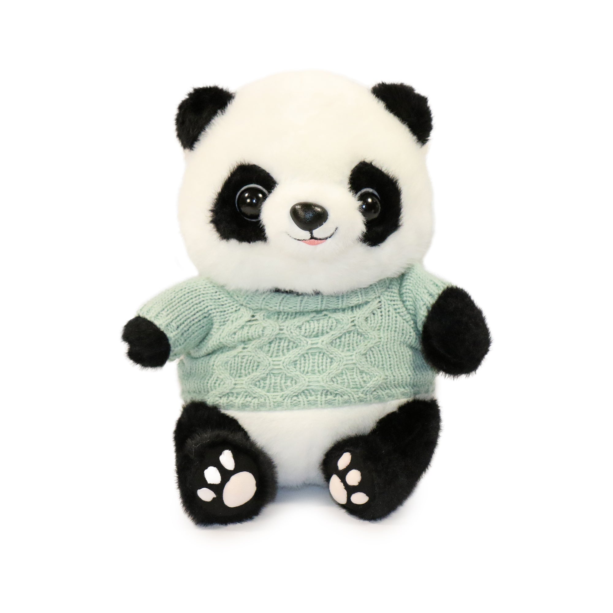 10-Inch Black and White Muffin Panda with Sweater