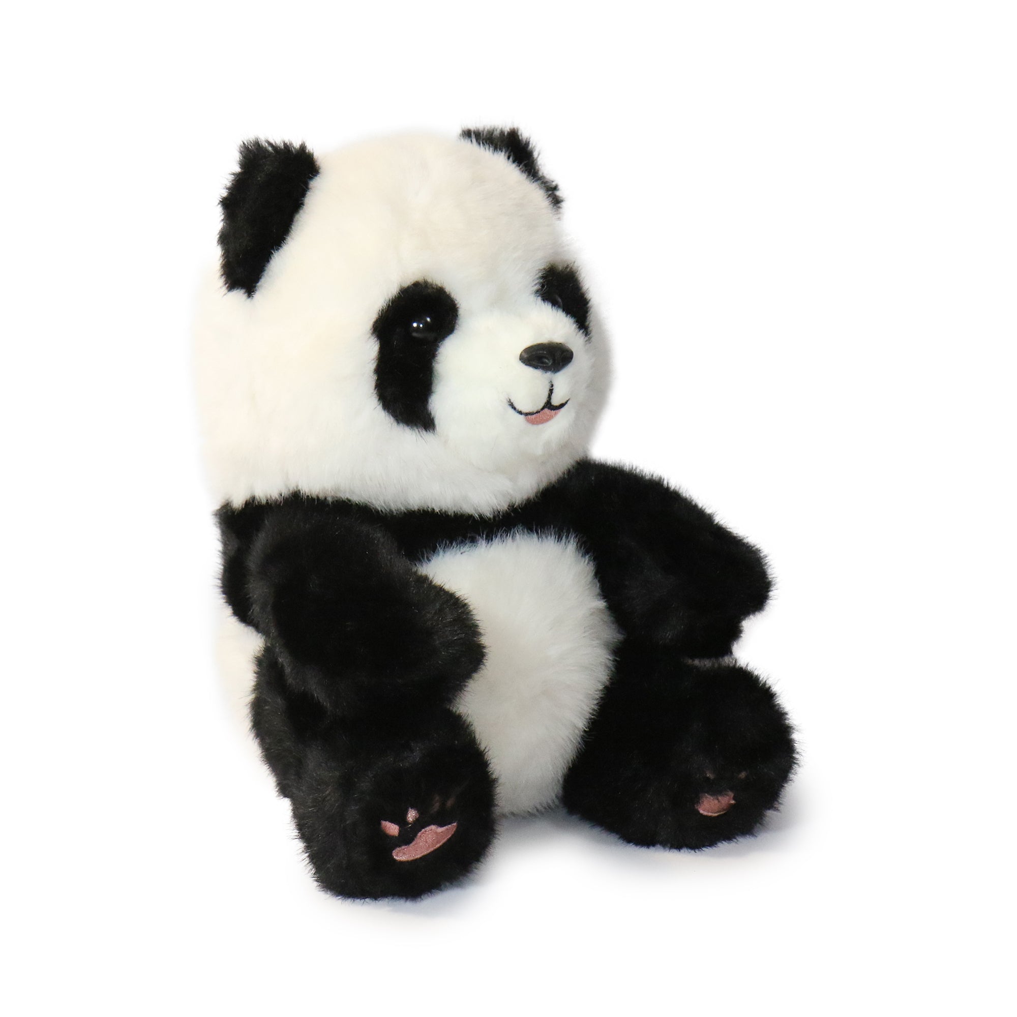 10-Inch Black and White Classic Sitting Panda with Pink Paws