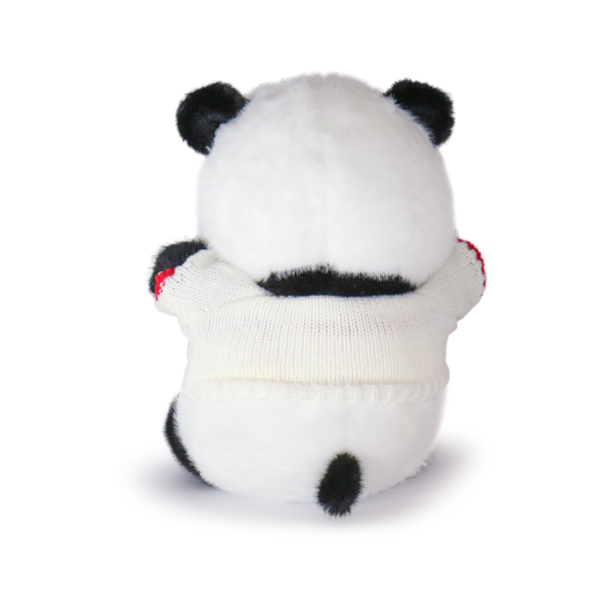 10-Inch Black & White Panda Plush Toy with Red Heart Sweater