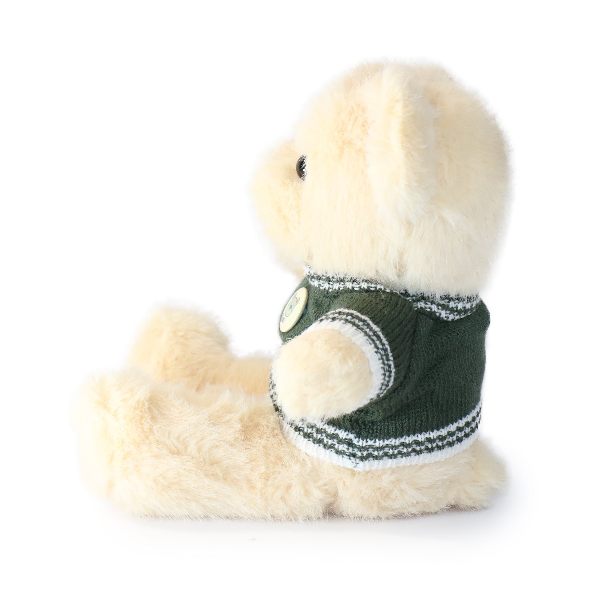 Image of 12-inch Brown Polo Bear wearing Sweater with Golden Tag