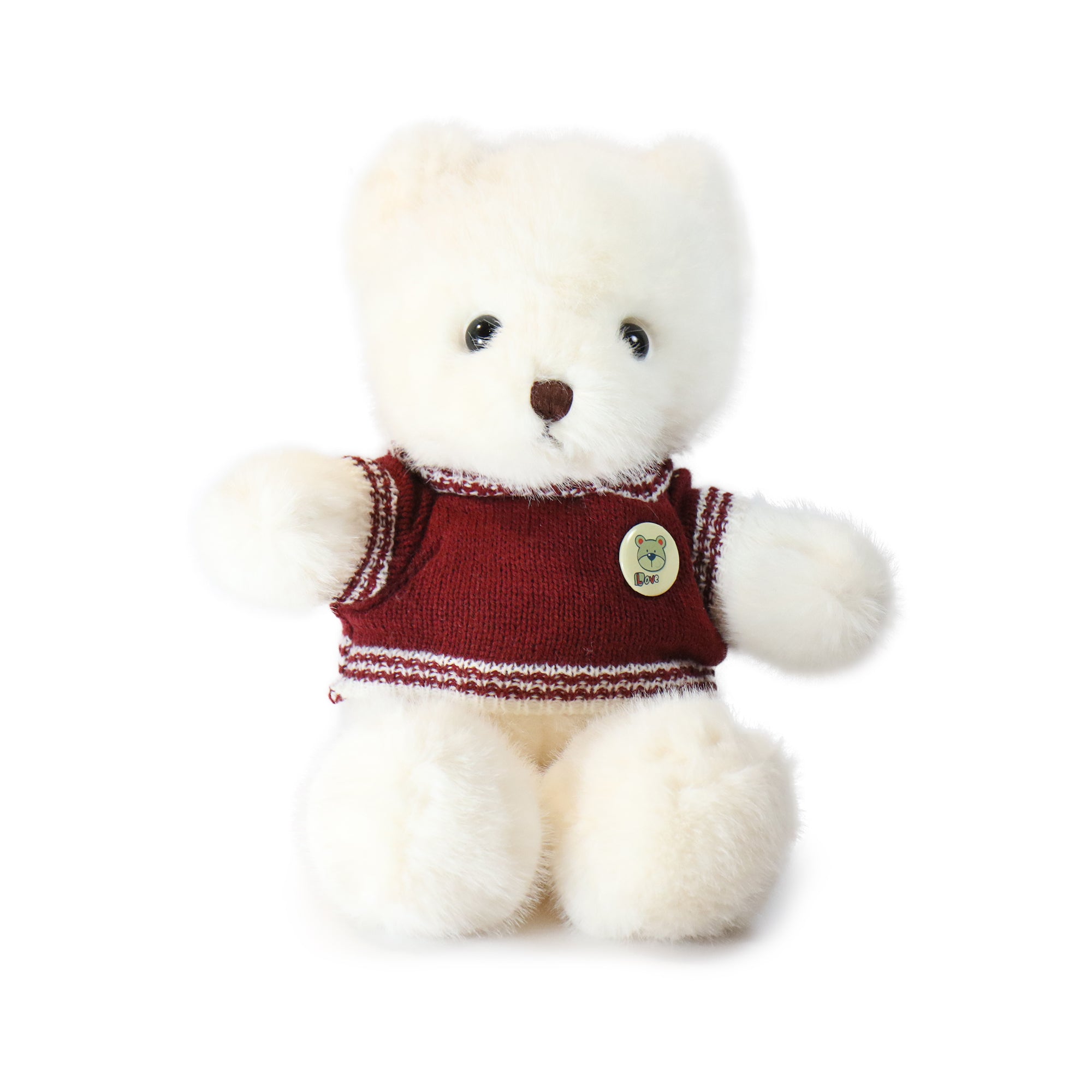 Image of 12-inch Brown Polo Bear wearing Sweater with Golden Tag