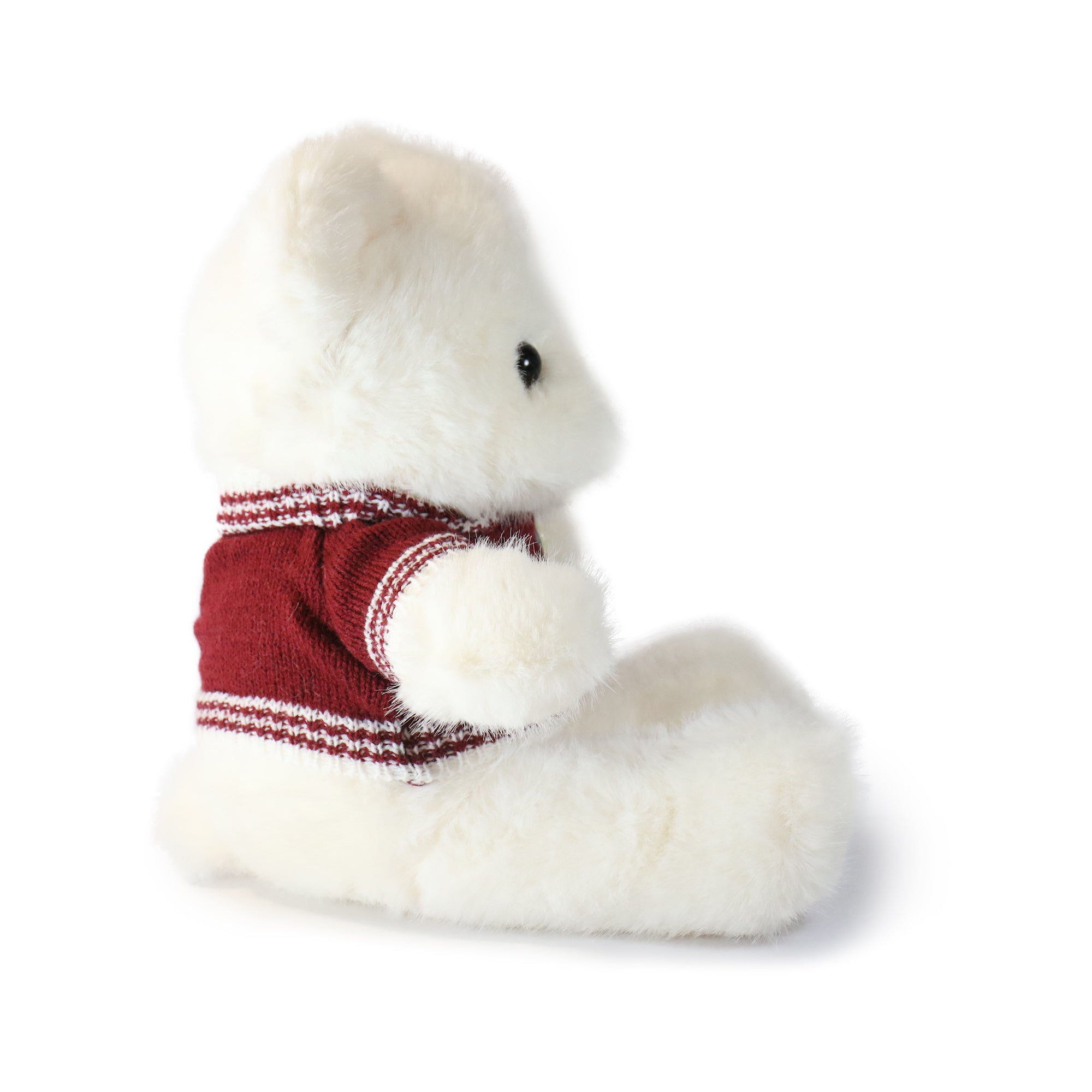 Image of 12-inch Brown Polo Bear wearing Sweater with Golden Tag