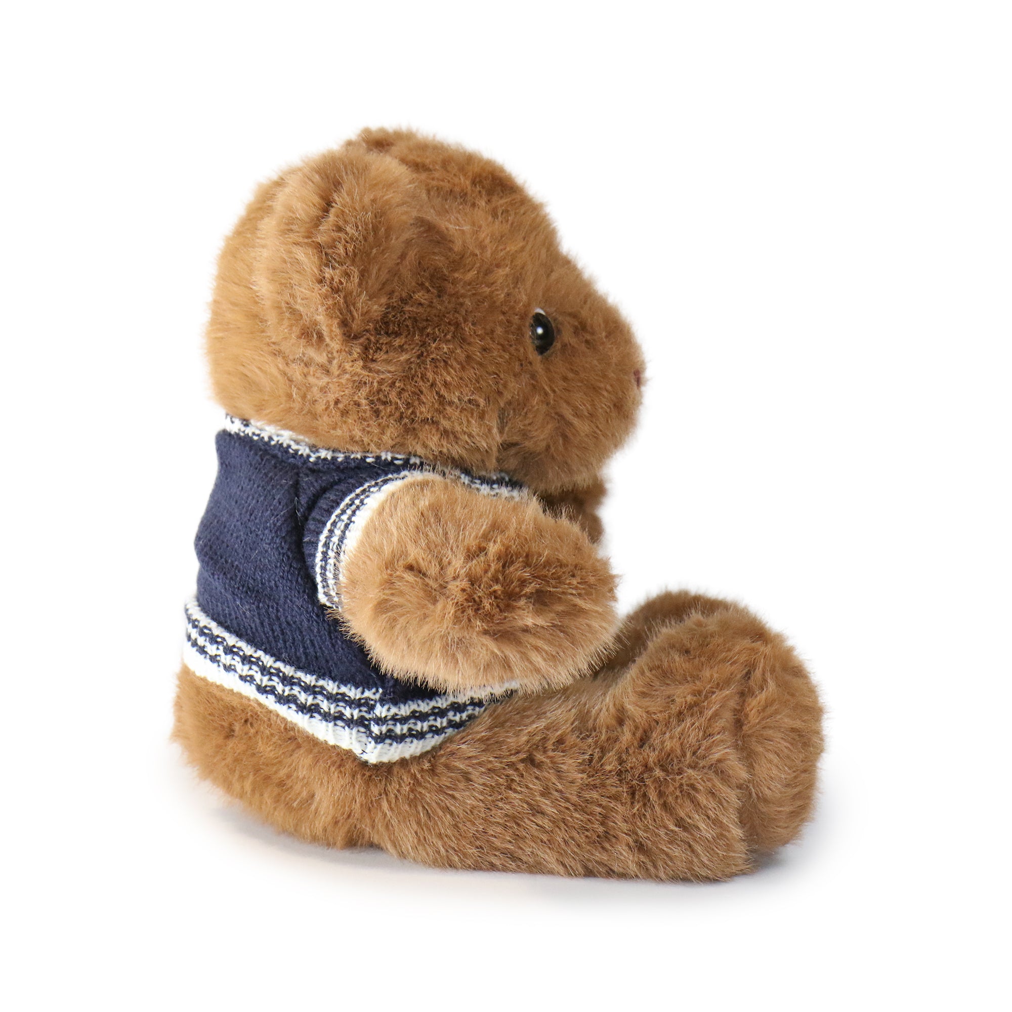 Image of 12-inch Brown Polo Bear wearing Sweater with Golden Tag