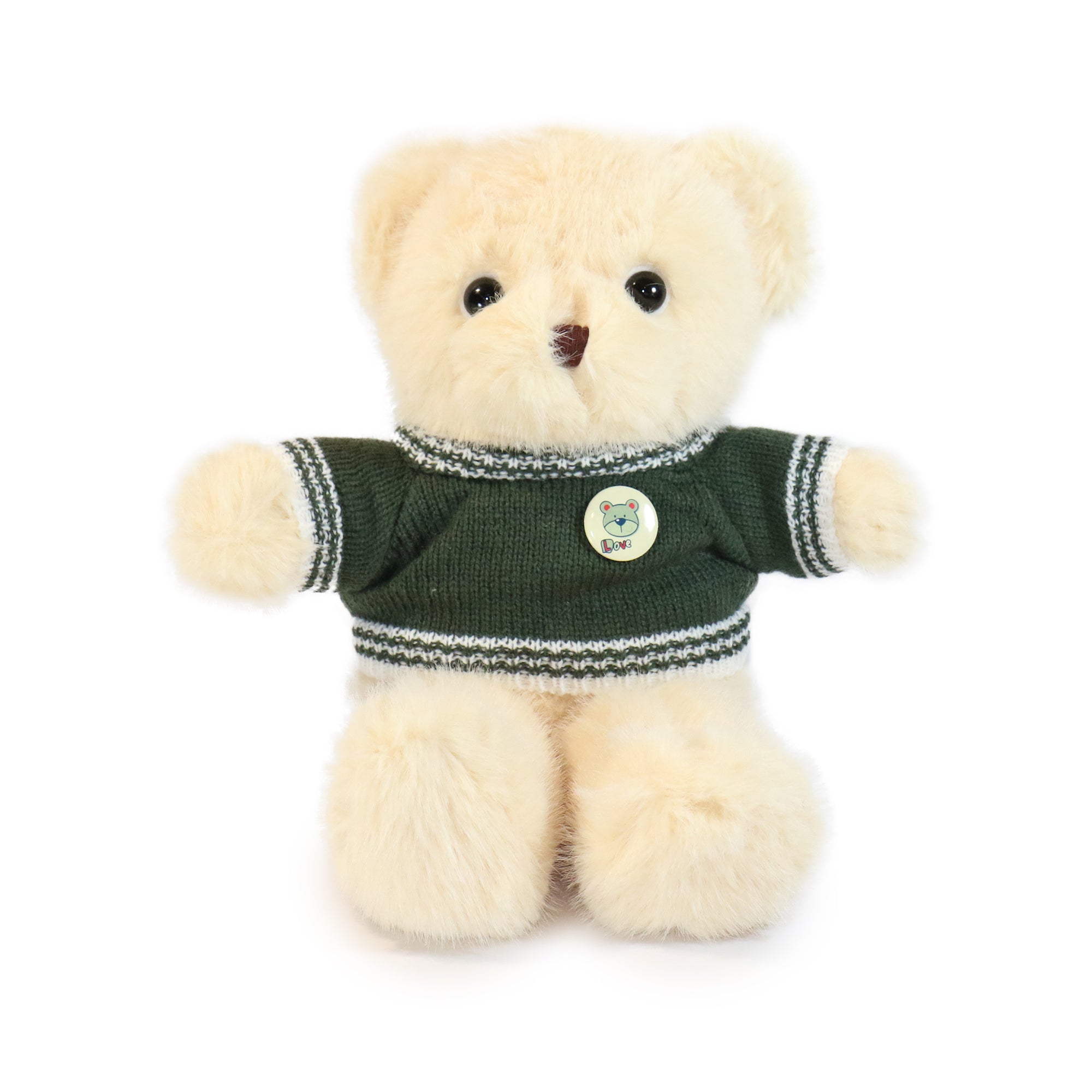 Image of 12-inch Brown Polo Bear wearing Sweater with Golden Tag