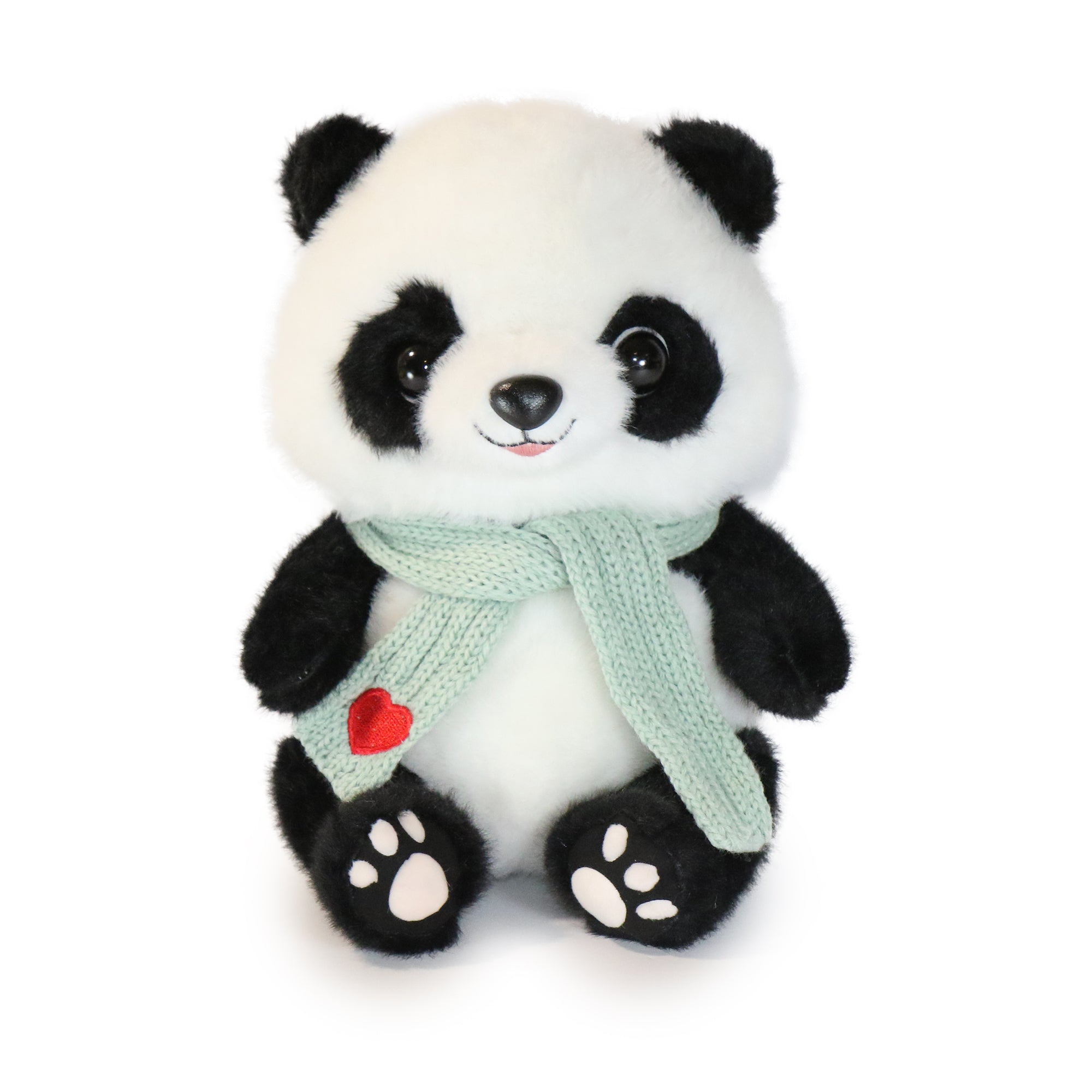 Image of 10-Inch Black and White Blush Panda with Gray Scarf
