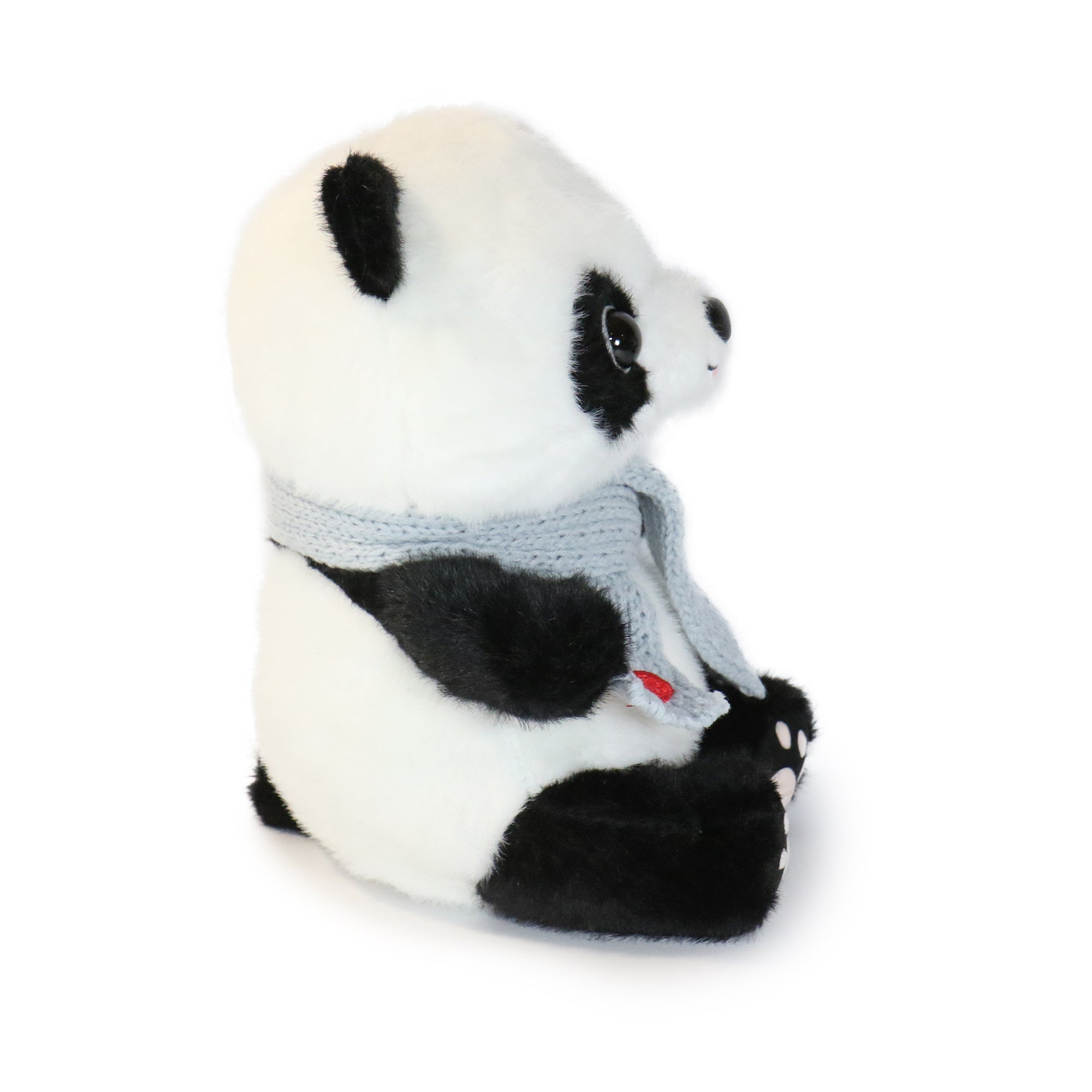 Image of 10-Inch Black and White Blush Panda with Gray Scarf