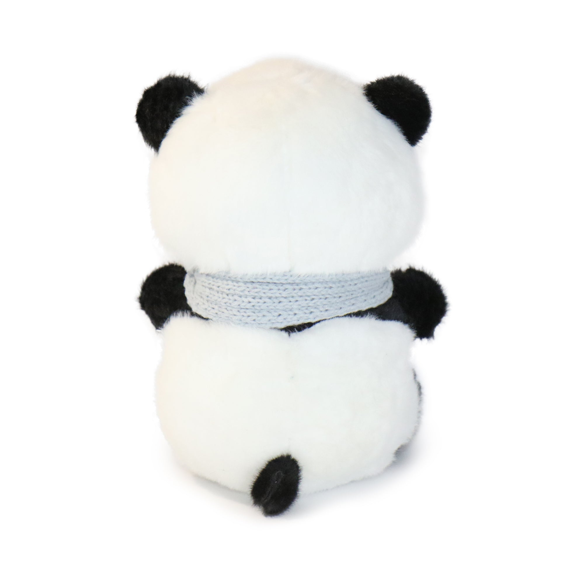 10-Inch Black and White Blush Panda with Gray Scarf