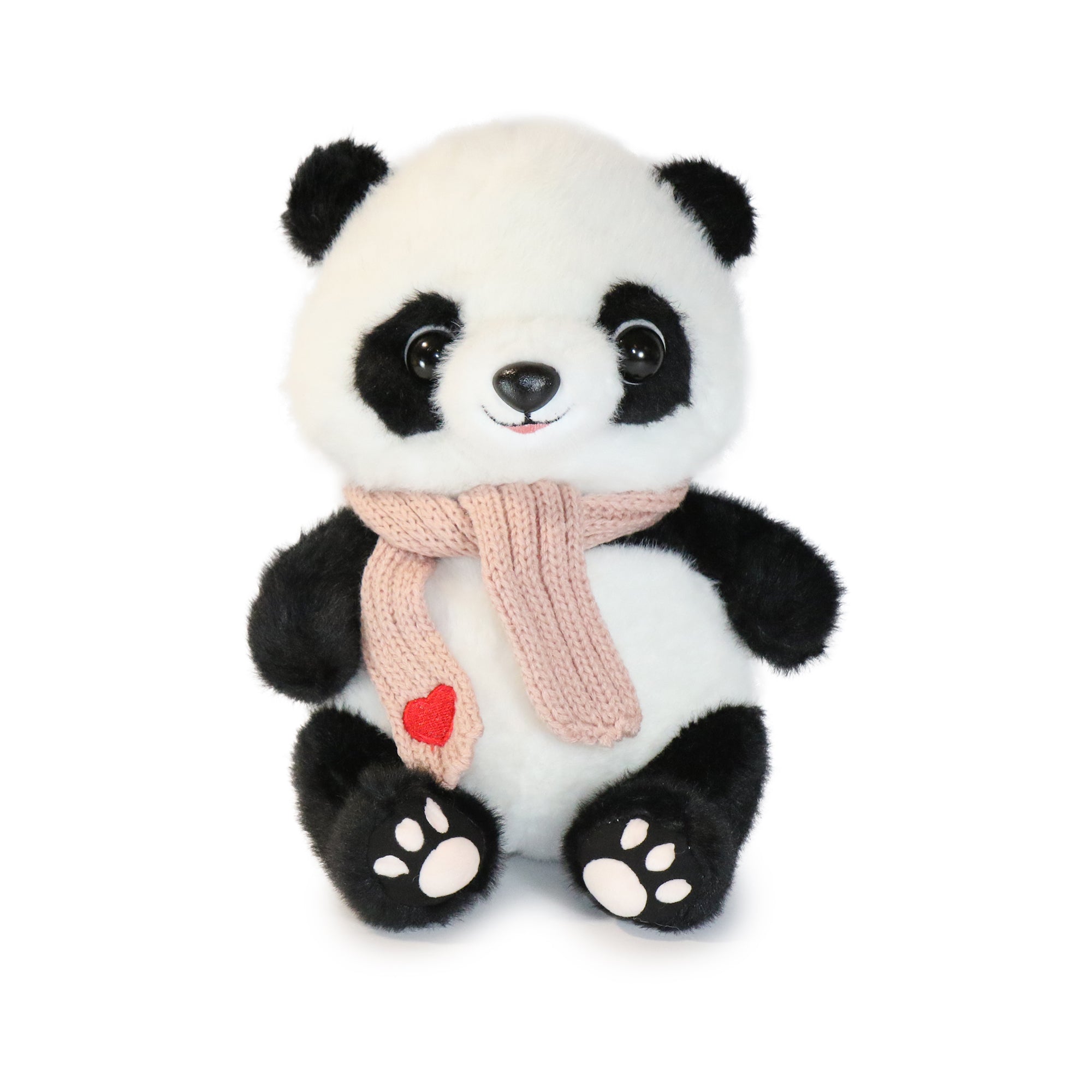 Image of 10-Inch Black and White Blush Panda with Gray Scarf