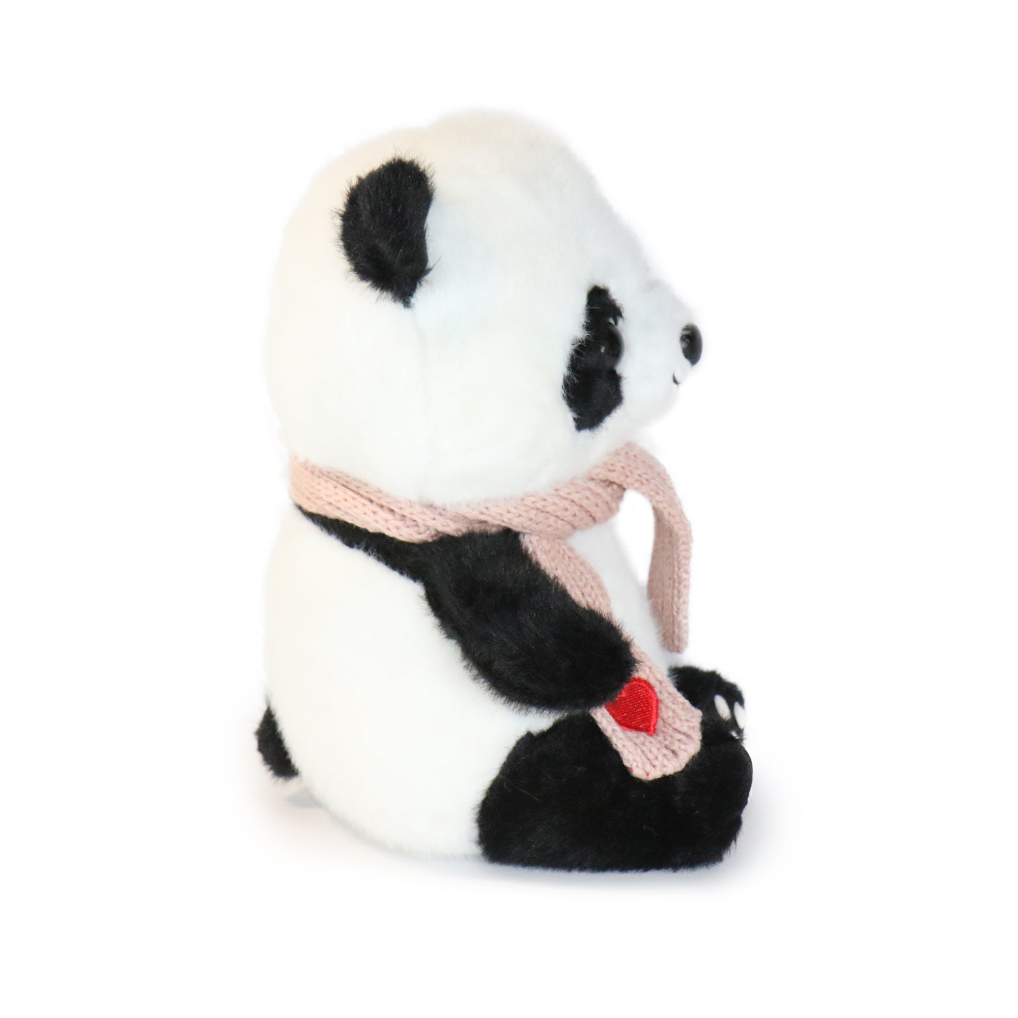10-Inch Black and White Blush Panda with Gray Scarf