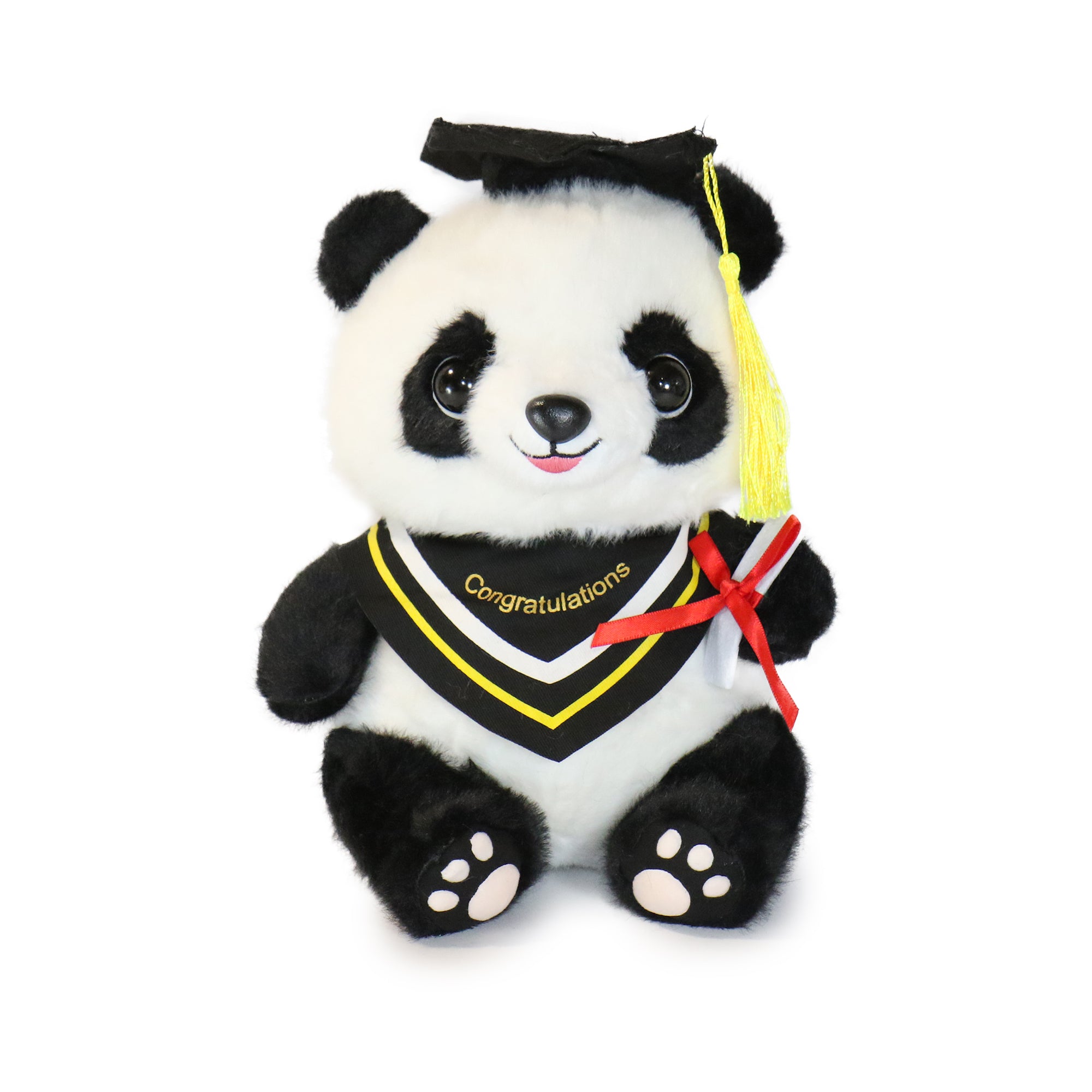 Image of 10-Inch Black and White Ollie Panda with Congratulations sash