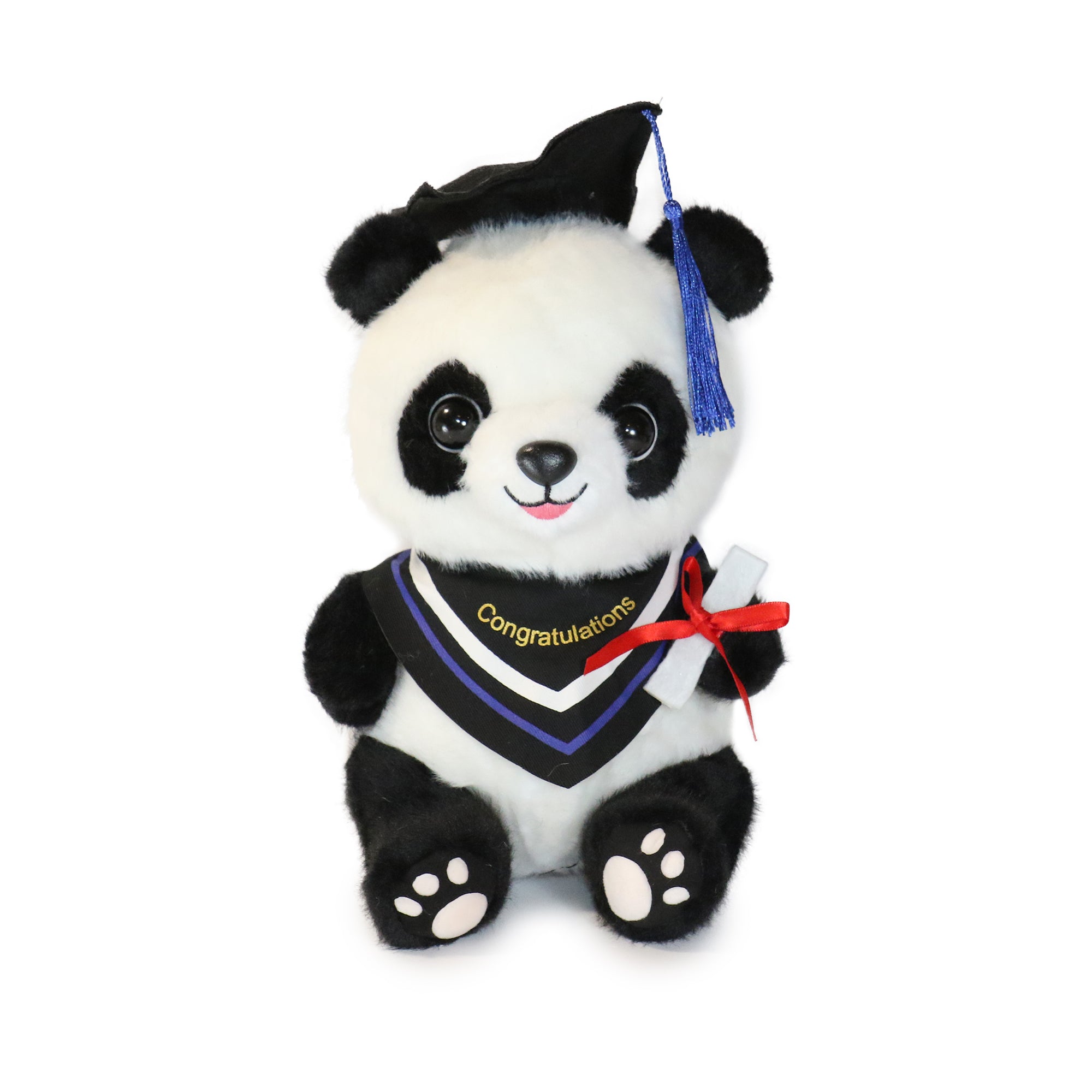 10-Inch Black and White Ollie Panda with Congratulations sash
