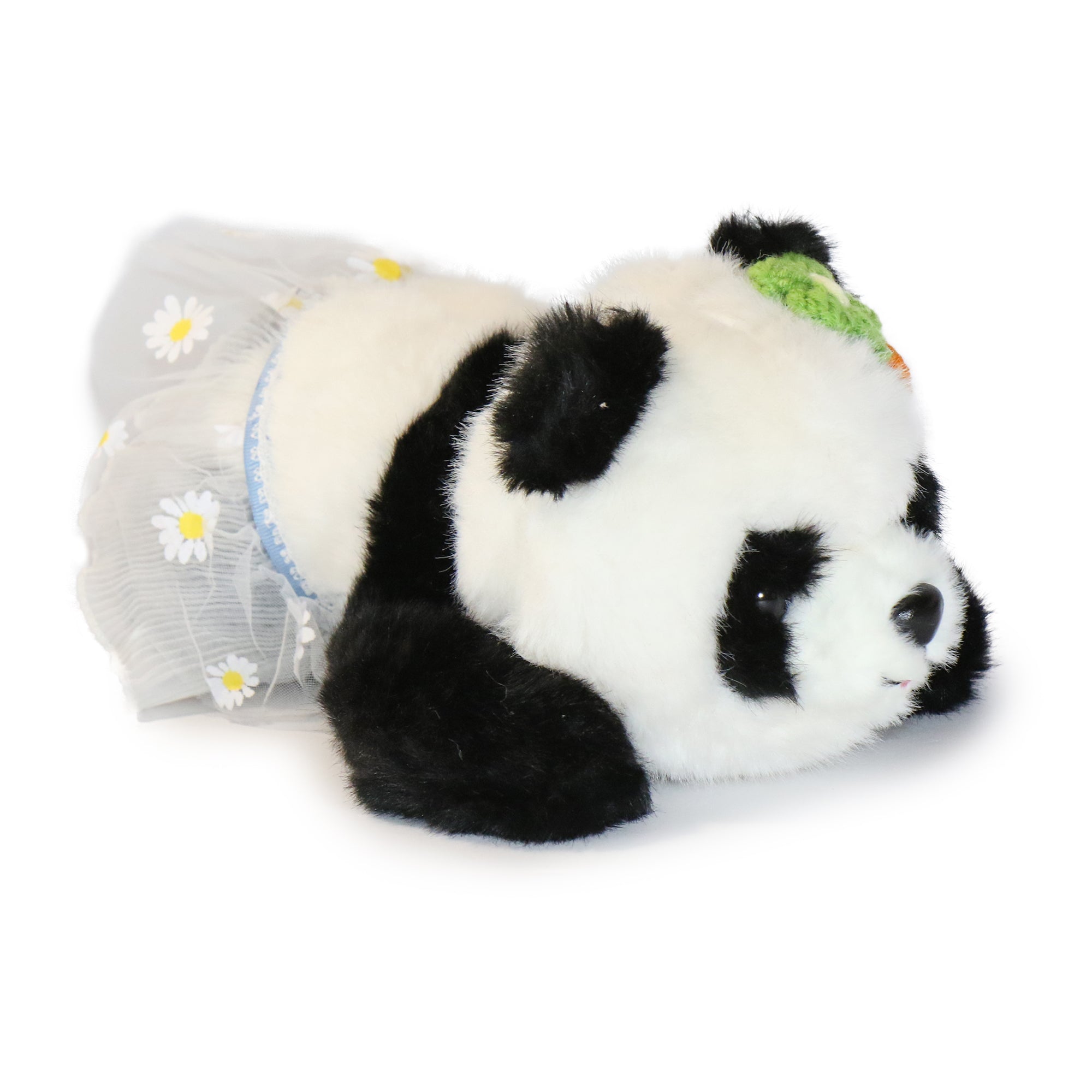 10-Inch Black and White Sunny Panda(Lying) with Shorts