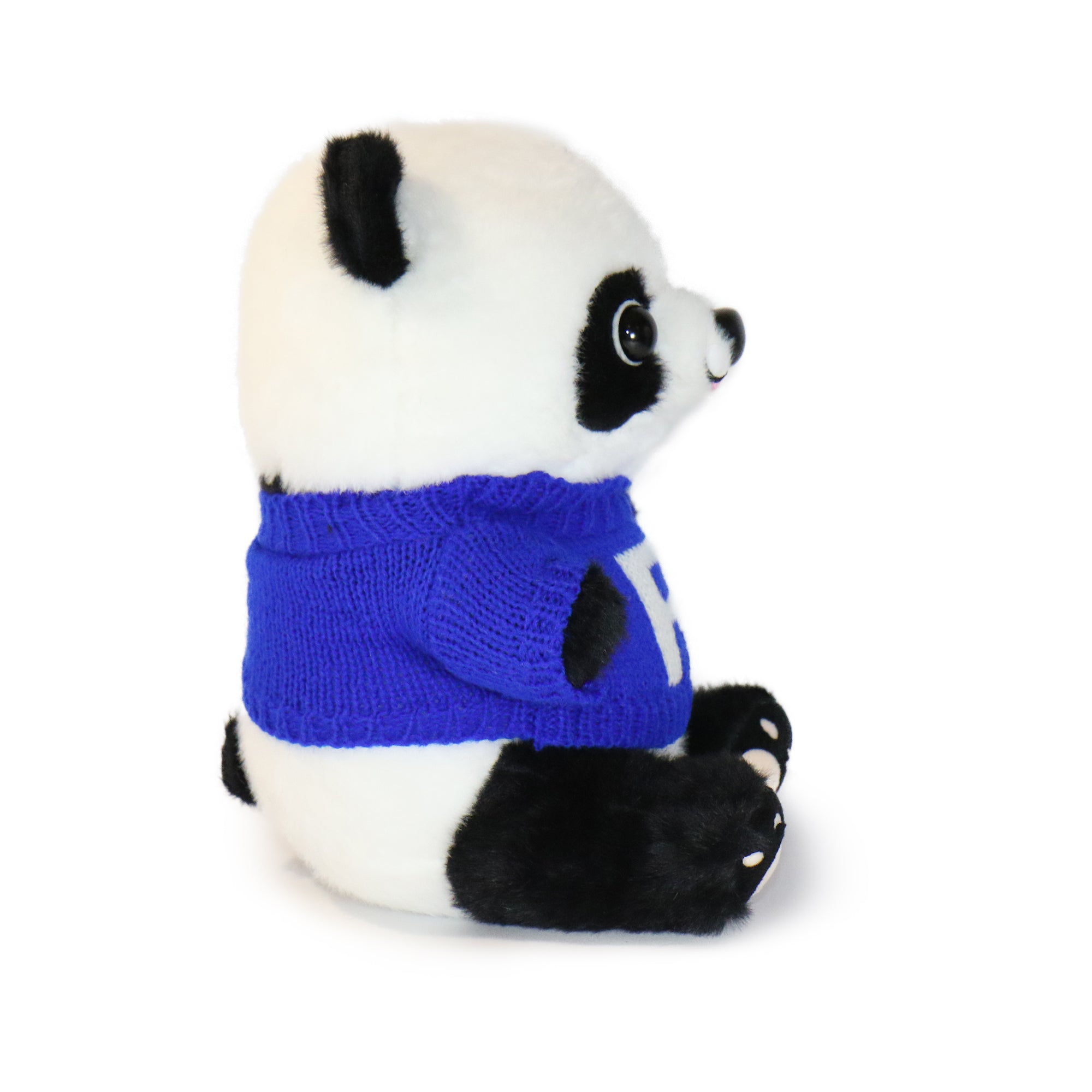 Image of 10-Inch Black & White Rumi Panda with Blue Sweater