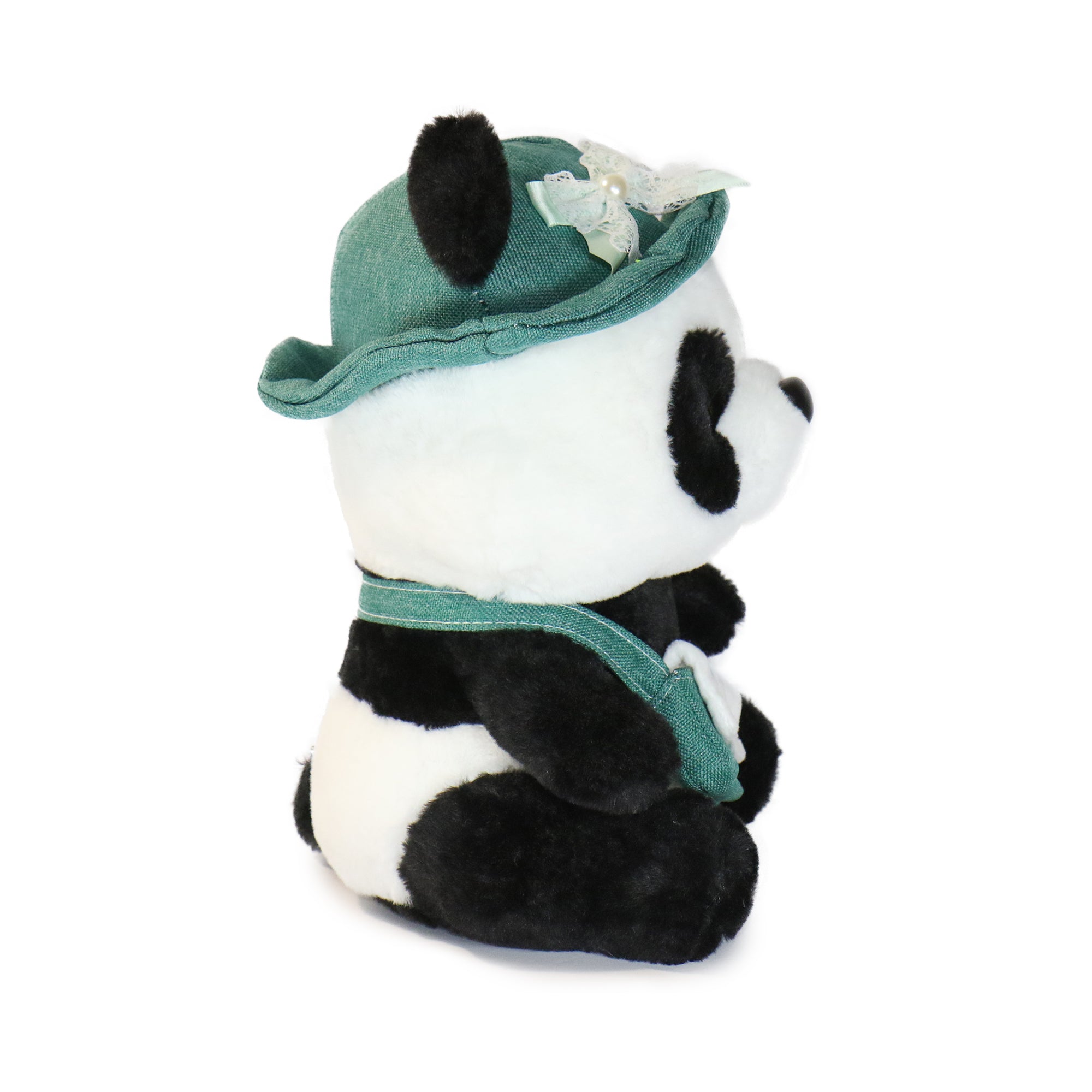10-Inch Black and White Daisy Panda with Green Hat