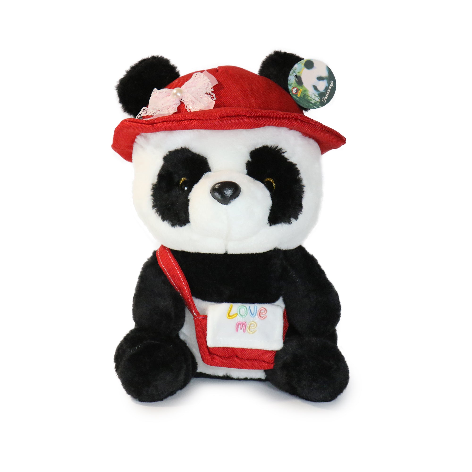 Image of 10-Inch Black and White Daisy Panda with Green Hat