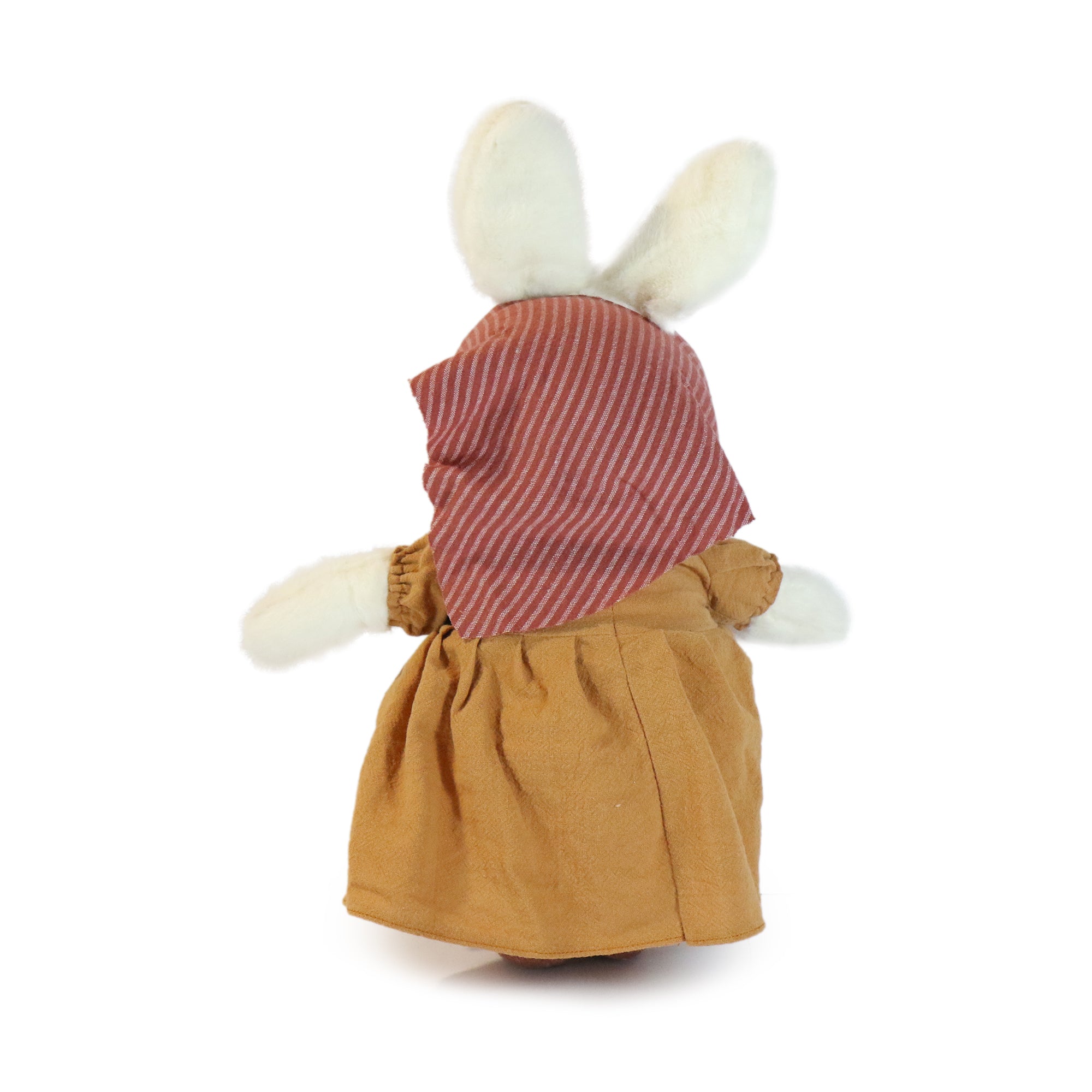 Image of 11-inch White Merry Rabbit with Brown Dress
