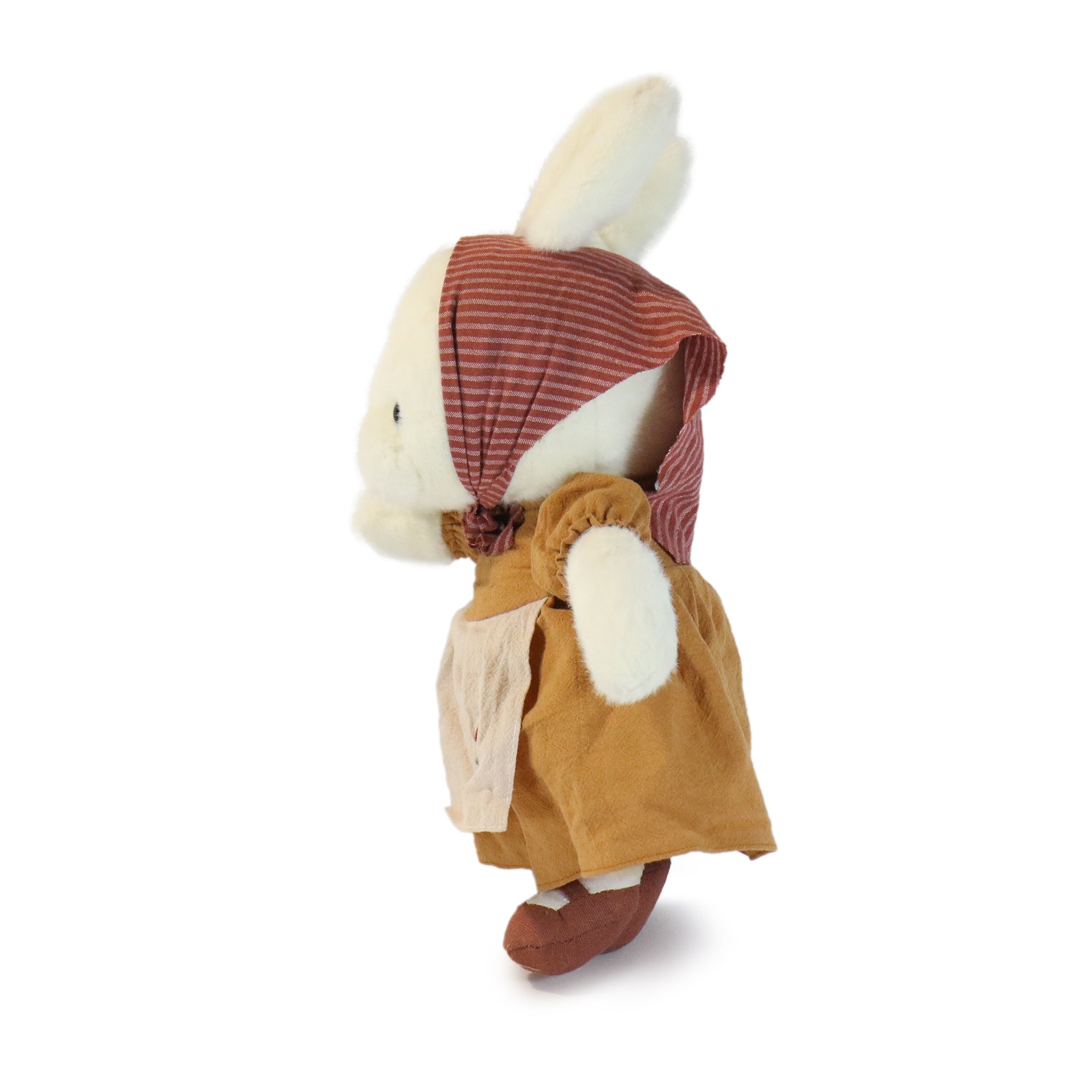 Image of 11-inch White Merry Rabbit with Brown Dress
