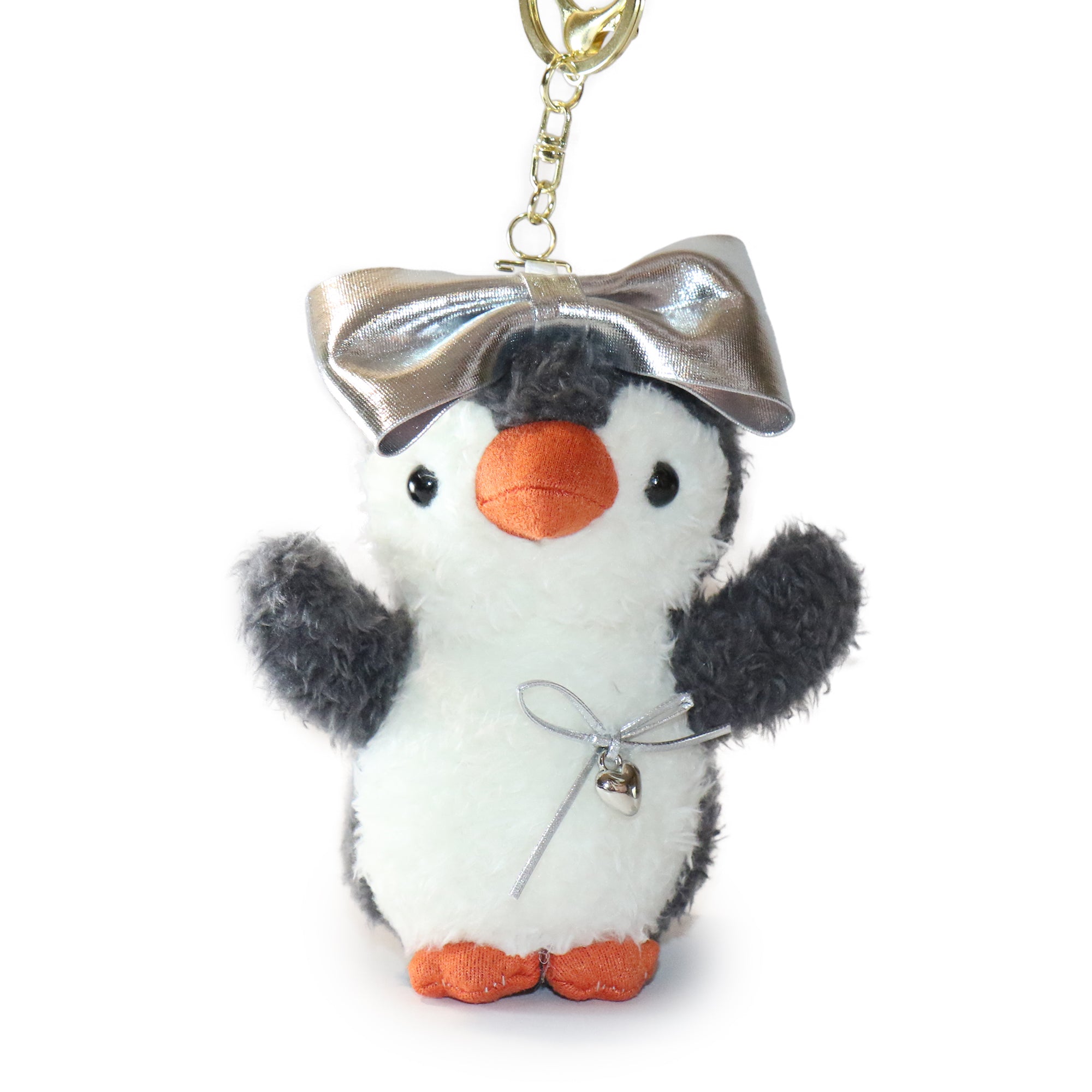 Image of 4-inch Fritter Penguin white Black Bow and Heart Charm